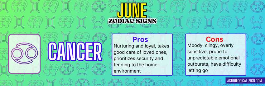 What are the June Zodiac Signs - Cancer, Pros and Cons